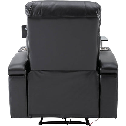 Anika Premium Power Recliner with Swivel Tray Table - Black