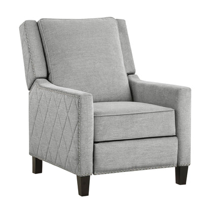 Burch Fabric Upholstered Nailhead Trim Reclining Chair - Gray