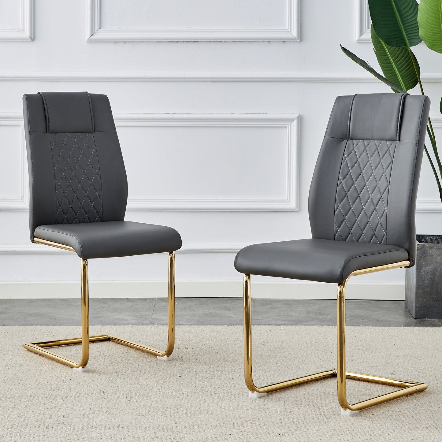 Skye Dining Chair Golden Metal Leg (Set of 6) - Gray