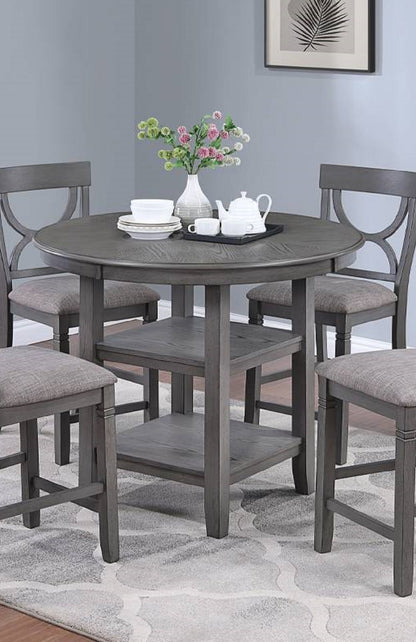 Umar 5pc Dining Counter Height Dining Set Table w  4x Chairs - Gray