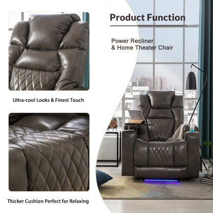 Nap Station Motion Recliner with 360° Swivel Tray Table  - Gray