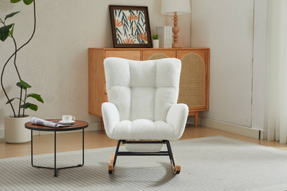 Hari II Modern Nursery Rocking Chair - White