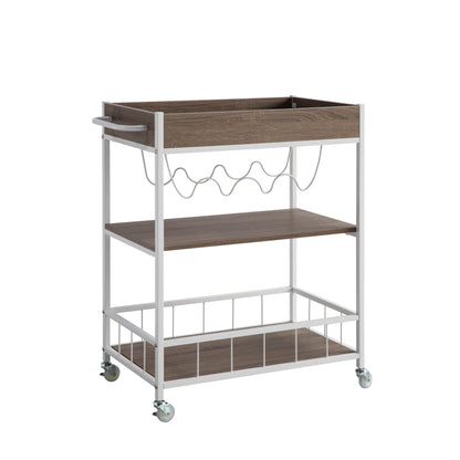 Smart Serve Bar Cart - Dark Taupe & White