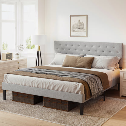 Elon Queen Size Bed Frame - Light Gray