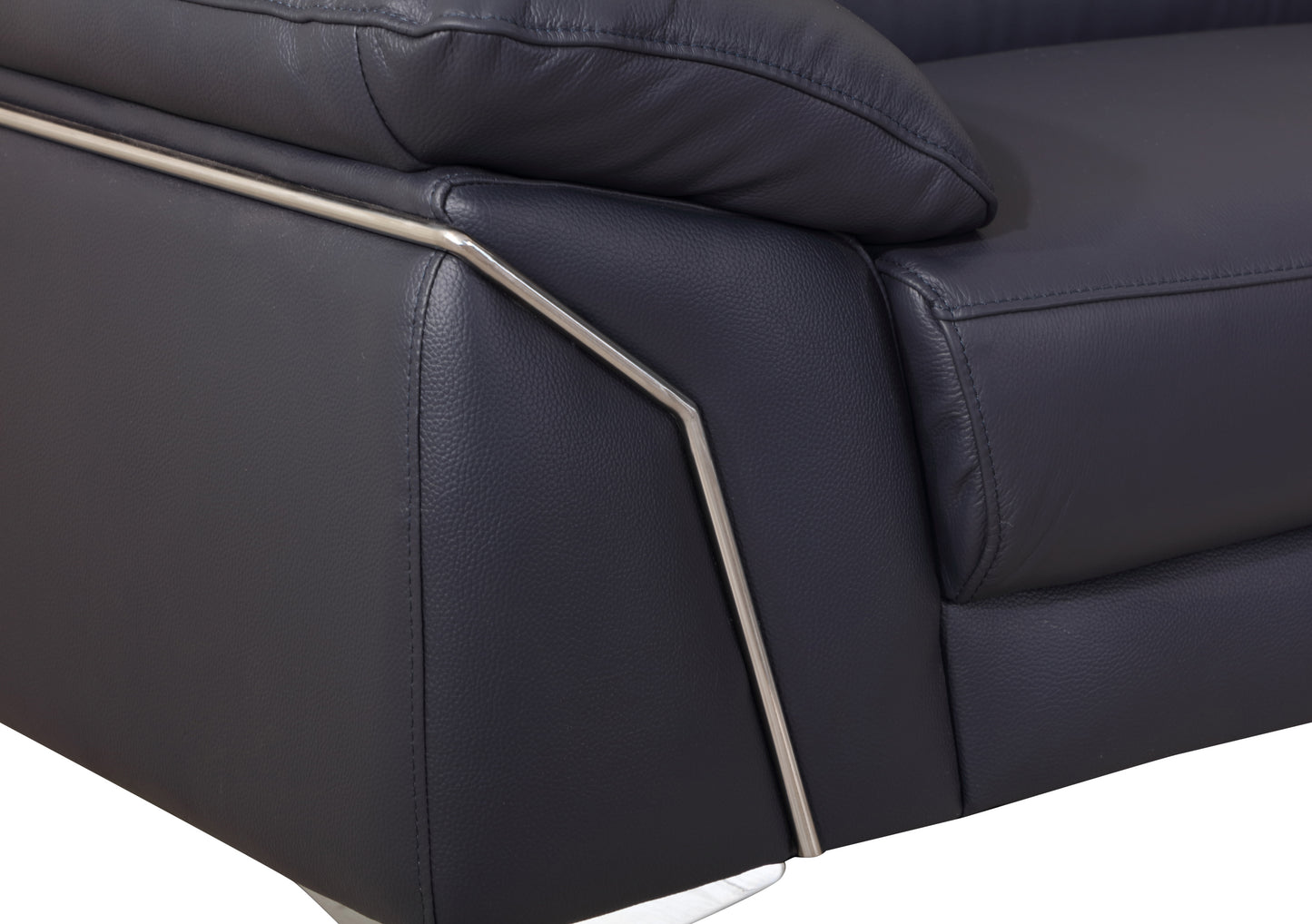 Victor Top Grain Italian Leather Loveseat - Navy