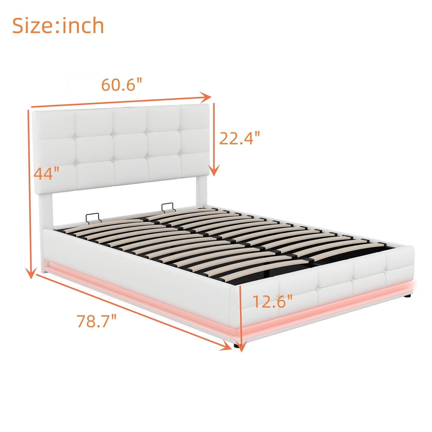 Luxury Dream Full Bed with Smart Storage and LED Illumination - White