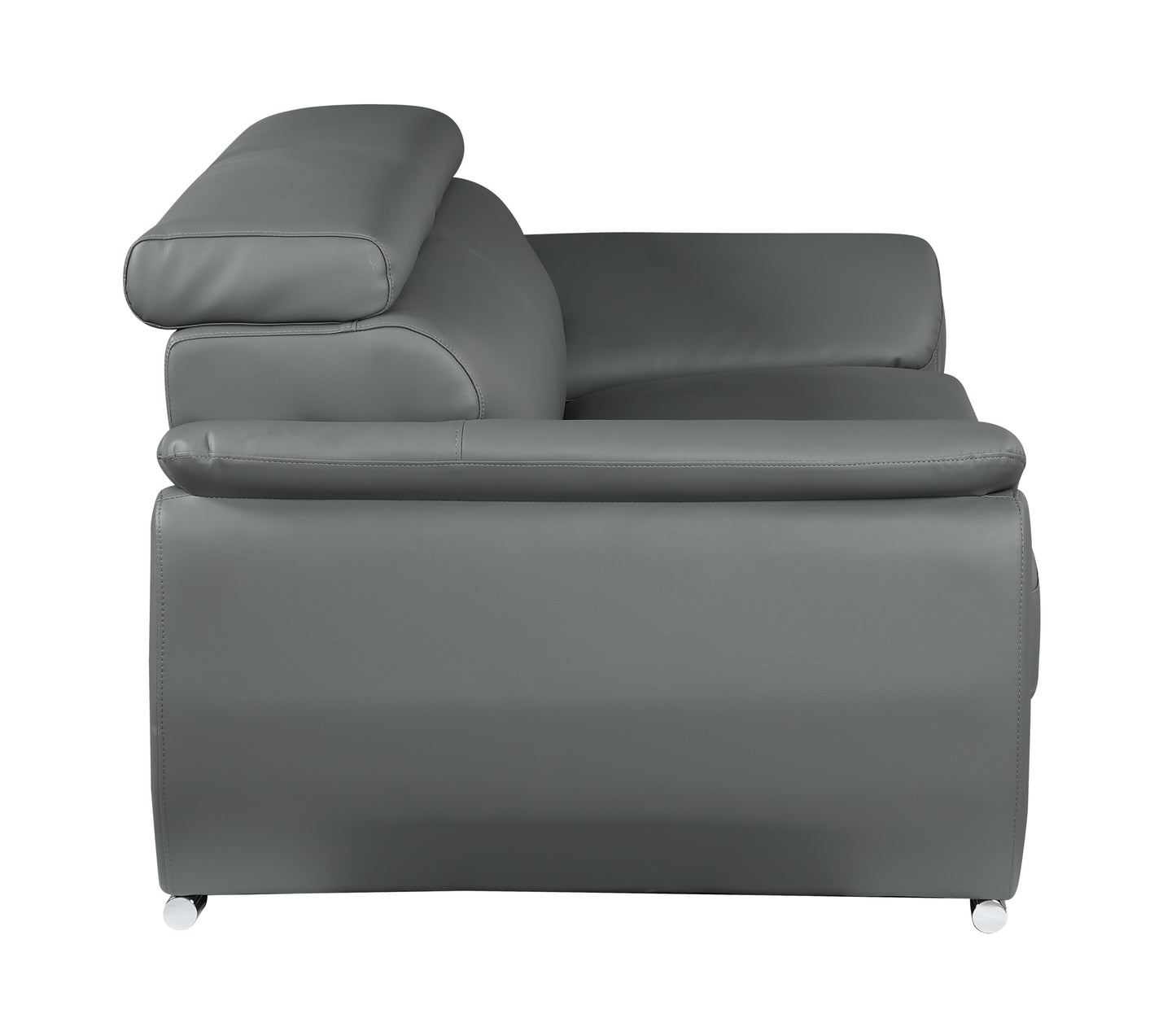 Milton Genuine Leather Loveseat - Gray