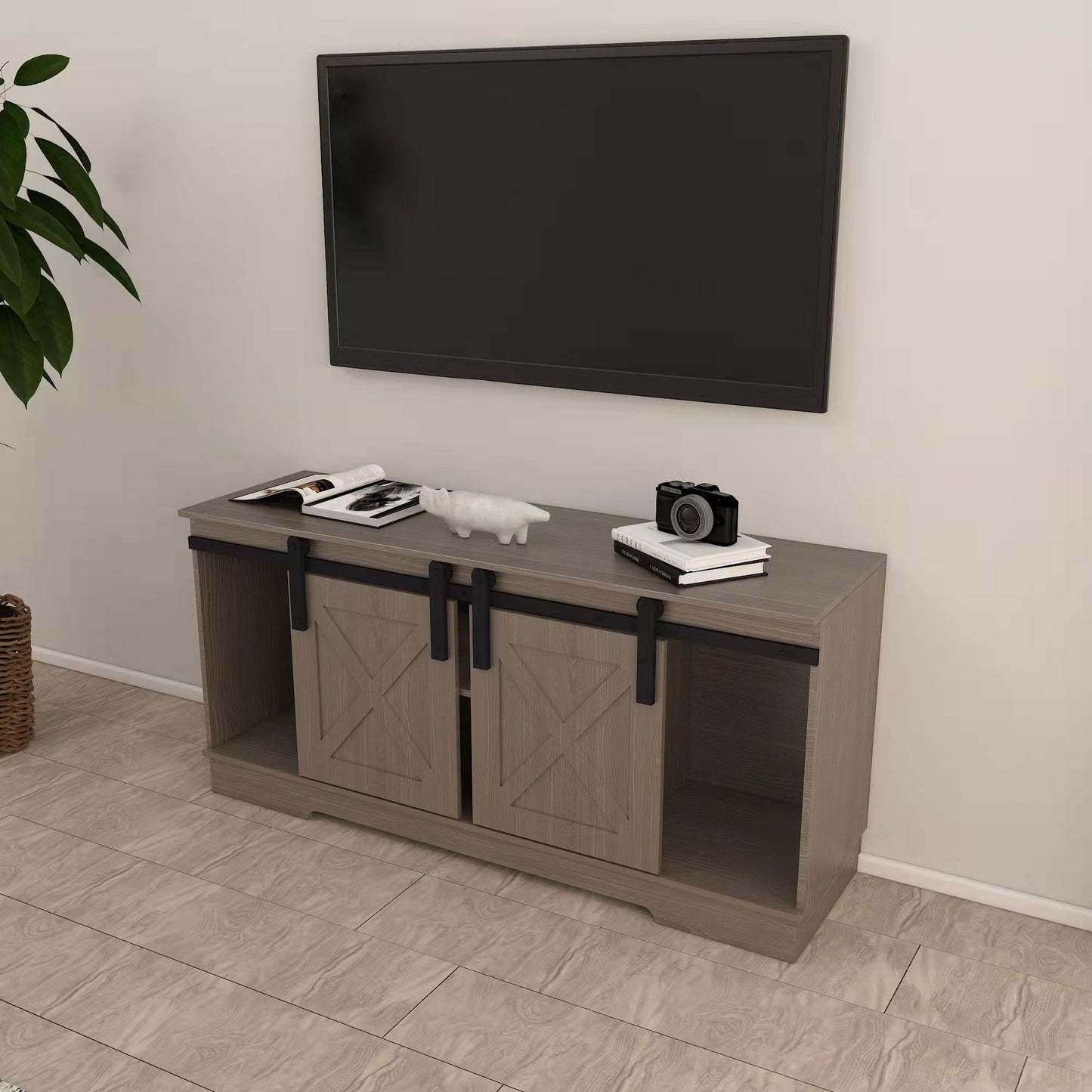 Lane TV Stand with Sliding Barndoors - Gray