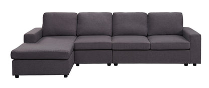 Dunlin Linen Reversible Modular Sectional Sofa Chaise - Dark Gray