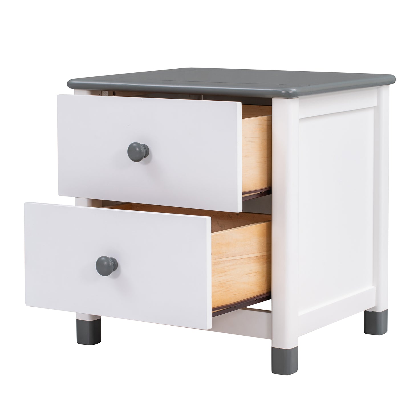 Hana Wooden Nightstand with Two Drawers - White