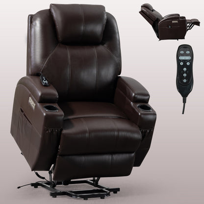 Adell Power Lift Recliner Chair with Heat and Massage - Brown