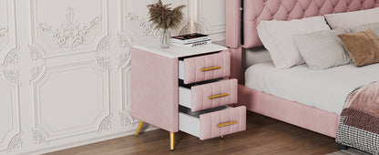 Kati Upholstered Wooden Nightstand - Pink