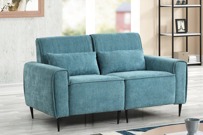 Valentina Chenille Loveseat with Throw Pillows - Blue