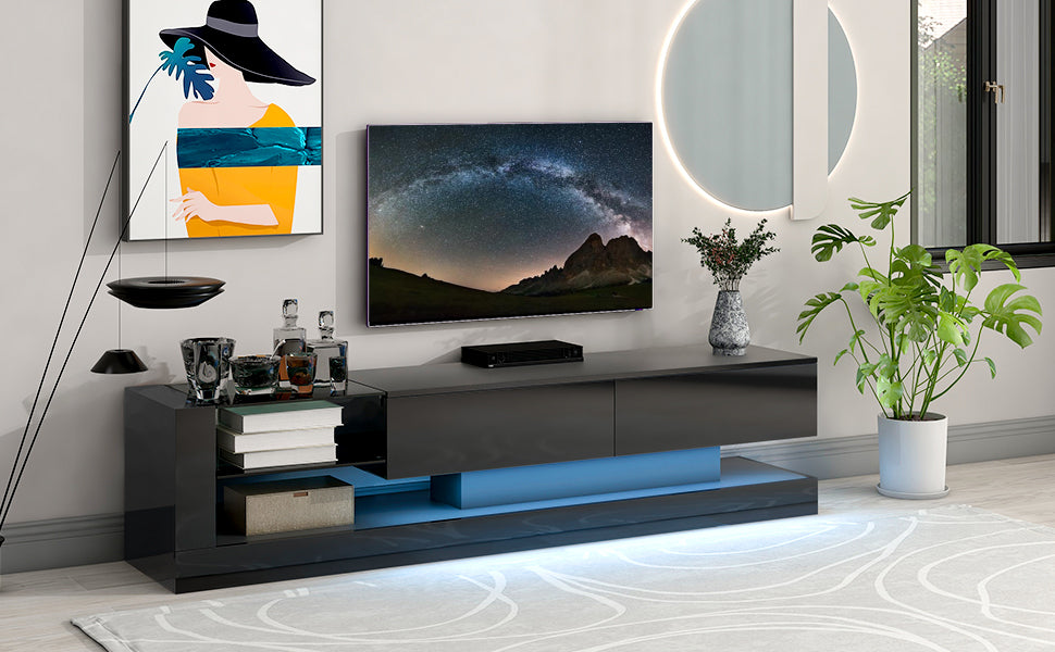 Belmo TV Stand with LED Color Changing Lights - Black