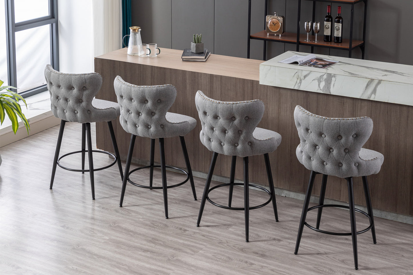 Swivel Bar Stools Counter Height 25"  -  Gray  Set of 2