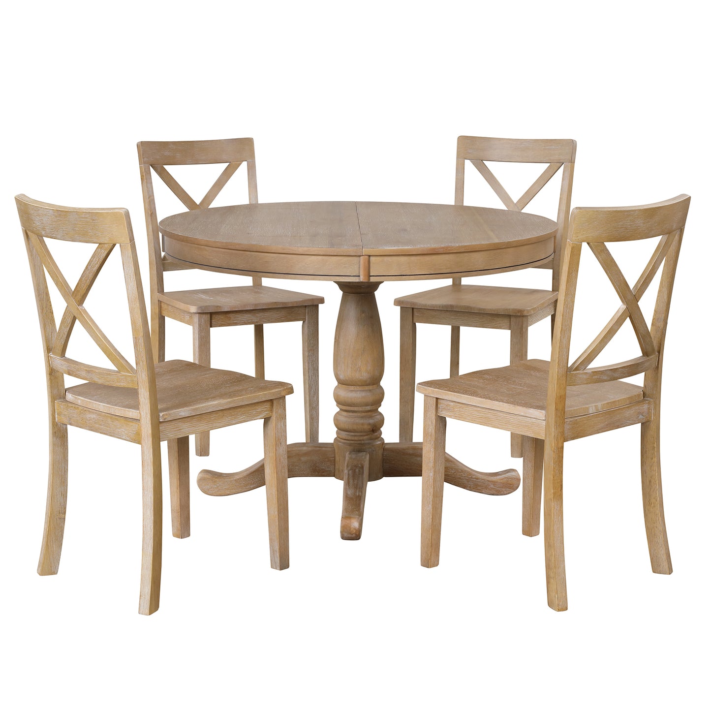 Vivia 5pc Dining Set Round Table 4x side Chairs - Natural