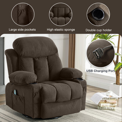 Vanbow Recliner Chair Massage Heating with USB - Brown