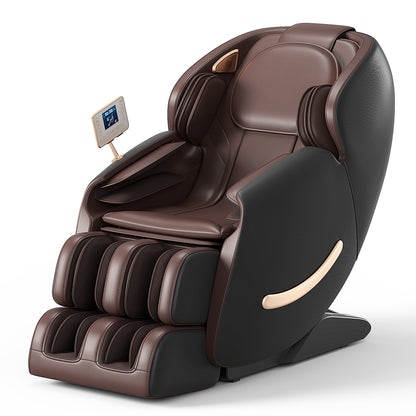 Elias Deluxe Zero Gravity Full Body Massage Chair with AI Voice Control - Black+Brown