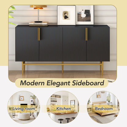 Sylvia Gold Metal Handle Sideboard Buffet - Black