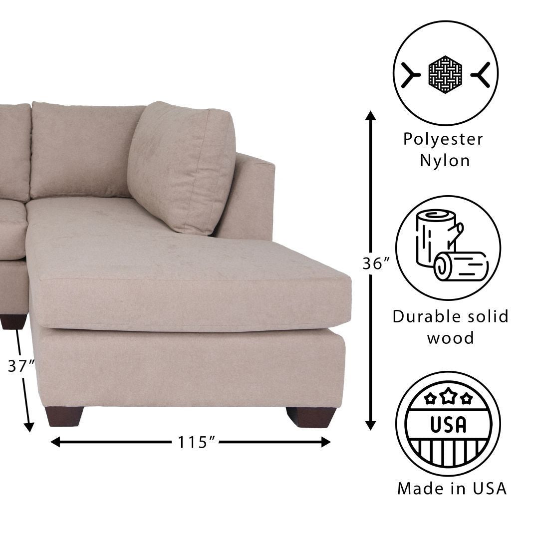 Chroma L Shaped Sectional Sofas - Tan