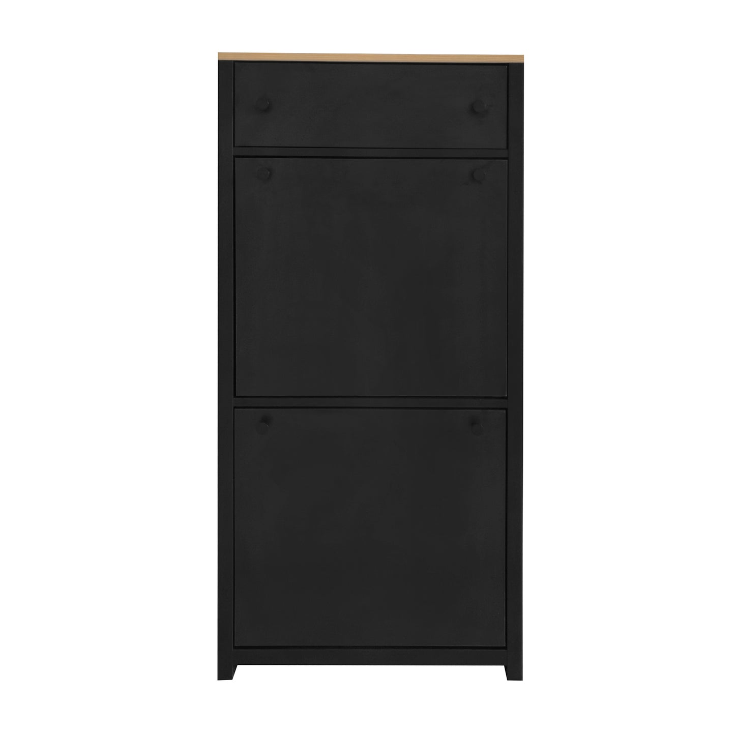 Summit Slim Shoe Cabinet With 4 Flip Drawers - Black