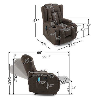 Lola Massage Recliner Chair - Brown