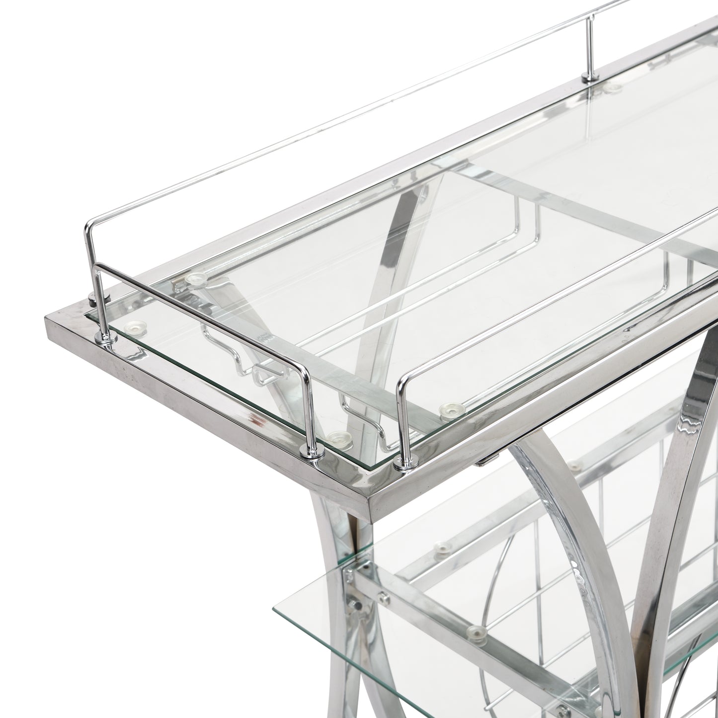 Contemporary Silver Chrome Bar Cart