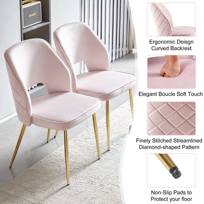 Bula Velvet Dining Chairs with Metal Legs (Set of 4) - Pink