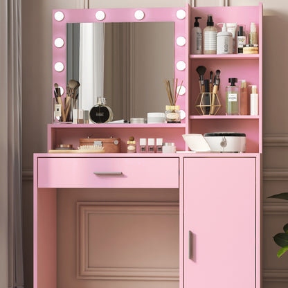 Vez Vanity Desk with Mirror & Light - White