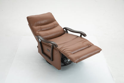 Tyler Swivel Power Recliner with Solid Wood Armrests - Orange