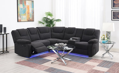 Ashira Manual Recliner Sofa Chairs with Storage - Black