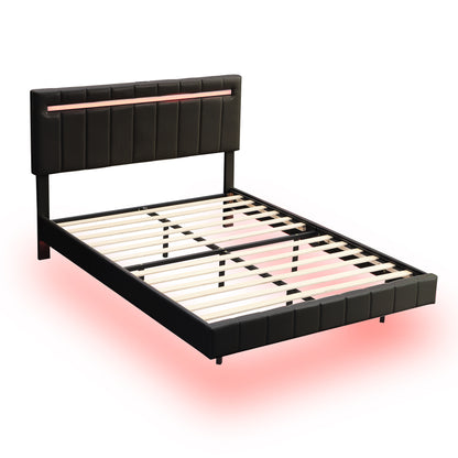 Marc II Queen Size Floating Bed Frame with LED - Black