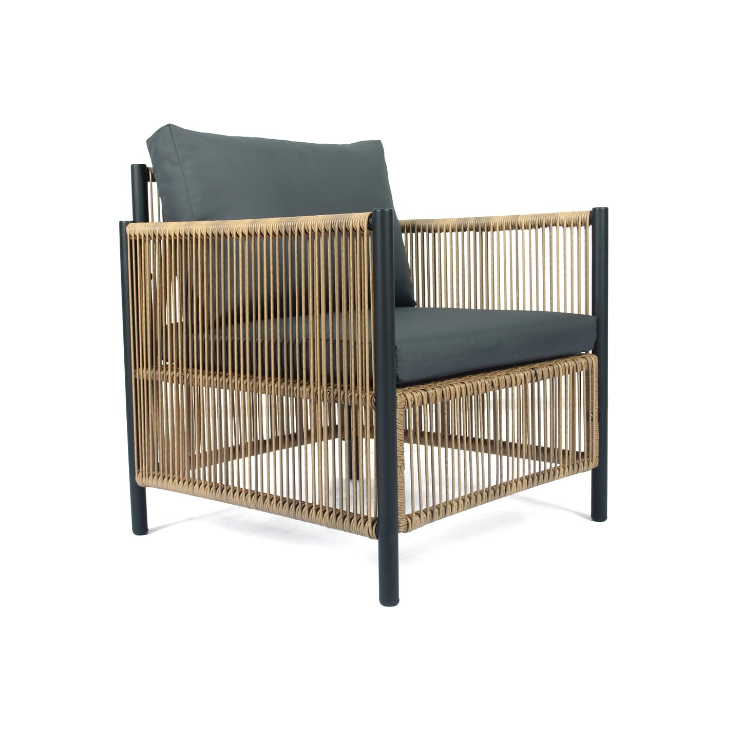 Pax 4 Pc Outdoor Patio Rattan Wicker Set - Black