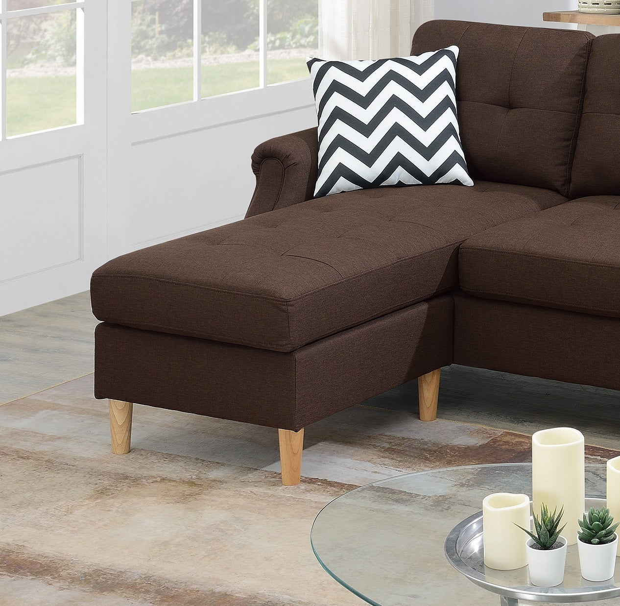 Carmen Corner Reversible Sectional Sofa - Coffee