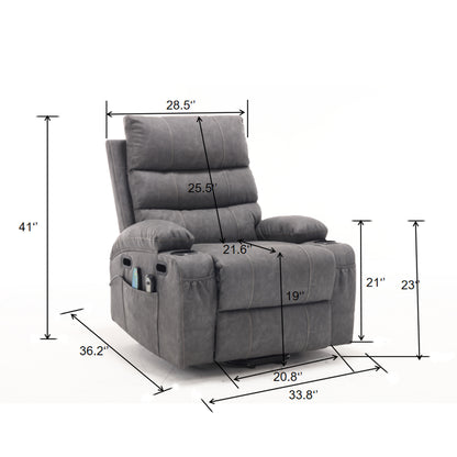 Elias Large Power Lift Recliner Chair with Massage - Gray