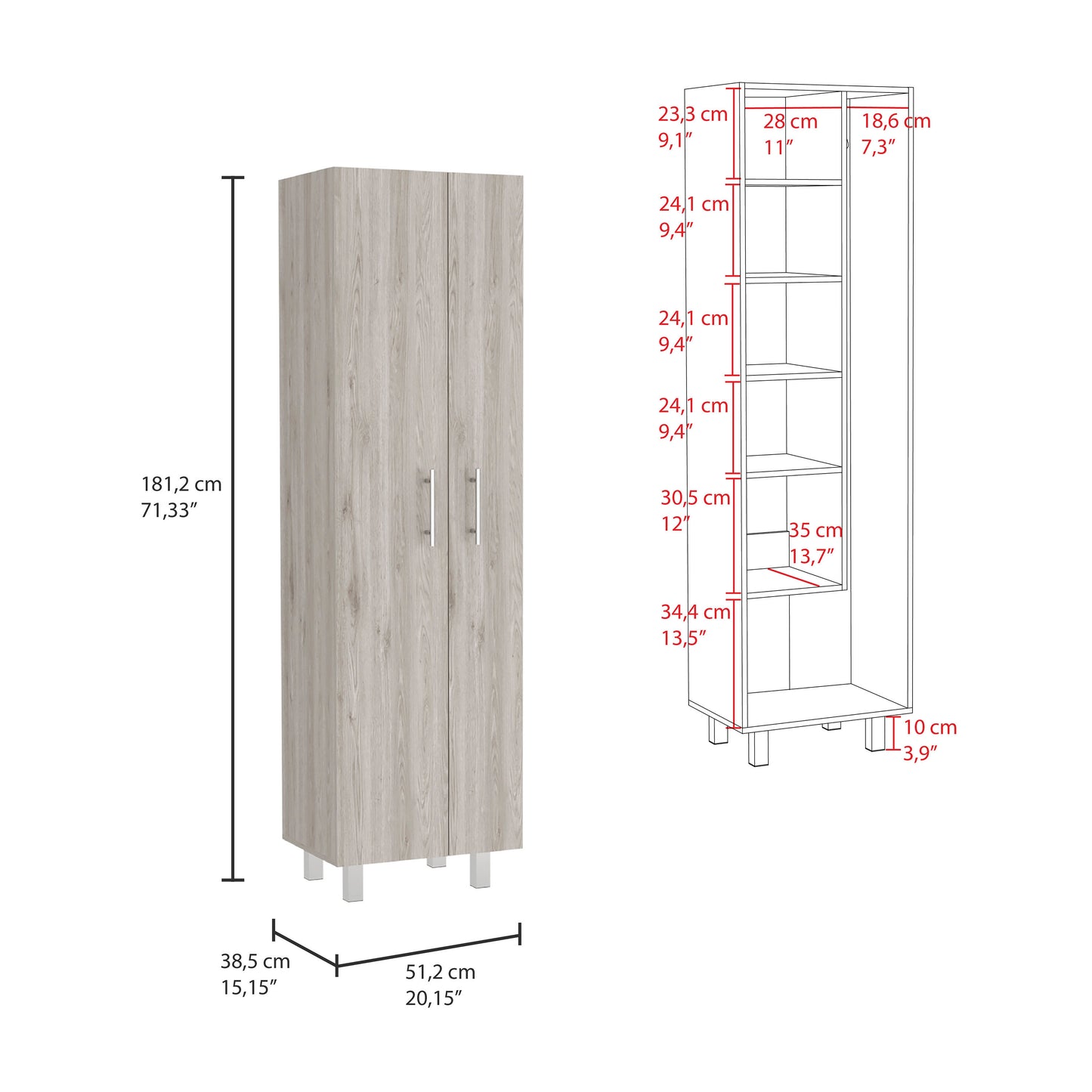 Nala Double Door Cabinet - Light Gray