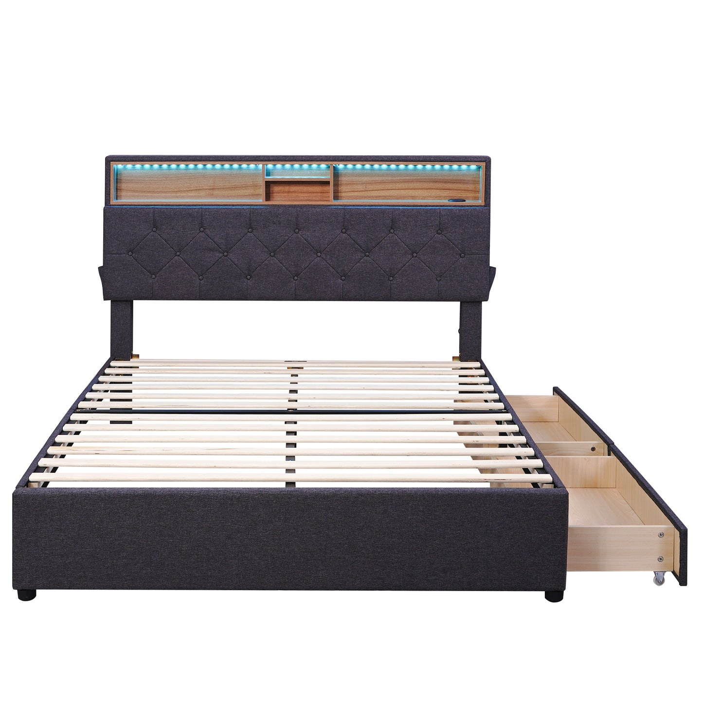 Nectar Full Size Upholstered Platform Bed - Dark Gray