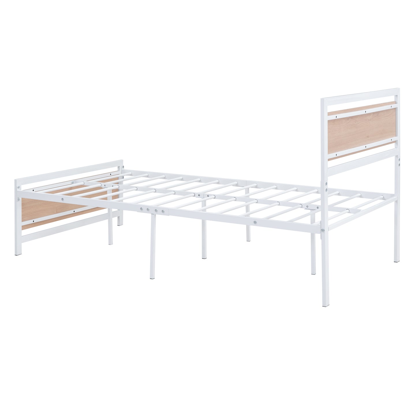 Quasar Twin Size Metal and Wood Platform Bed - White