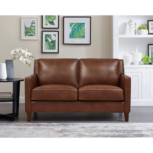 Ashby Leather Loveseat - Pecan