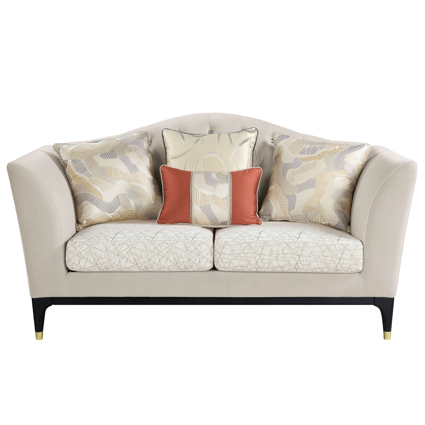 Tayden Velvet Loveseat with 4 Pillows