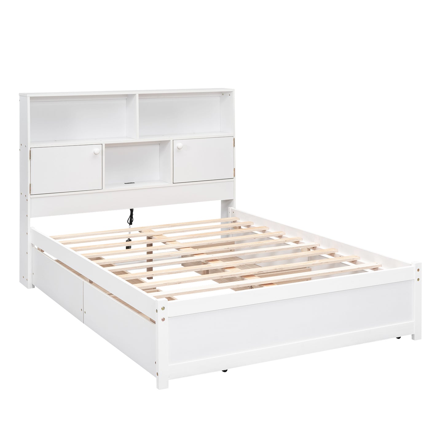 Jazz Full Size Platform Bed w 4 Drawers - White