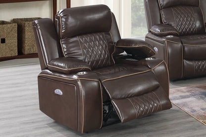 Parker Gel Leatherette Power Motion Recliner Chair - Brown