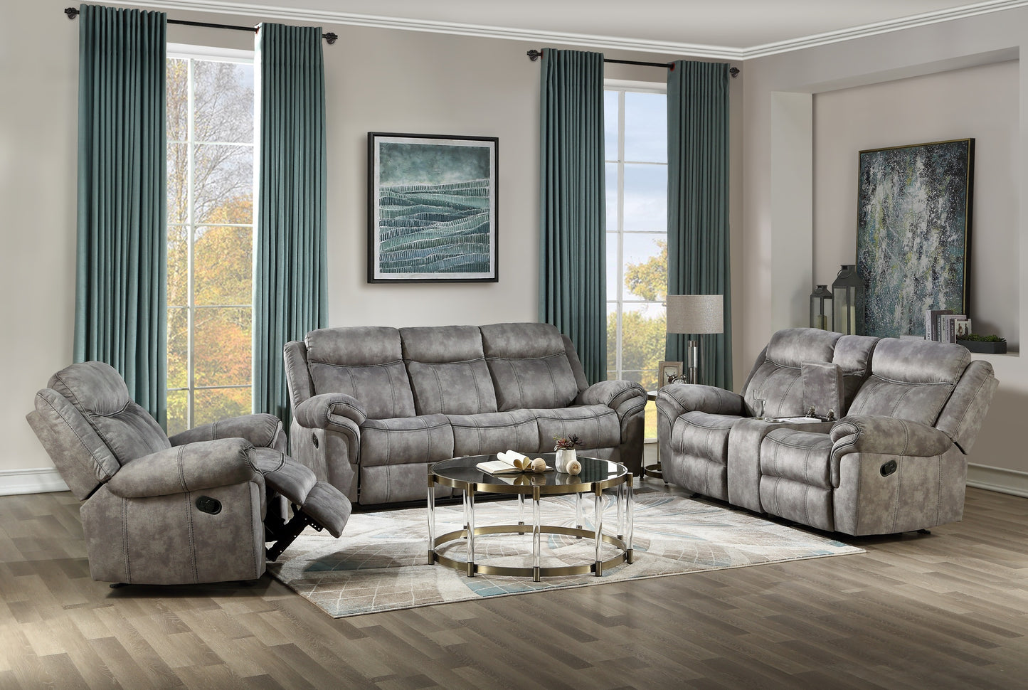 Ava Glider Velvet Recliner  - Gray