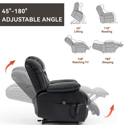 Brooklyn Dual Motor Power Lift Recliner Chair with Massage and Heating - Black