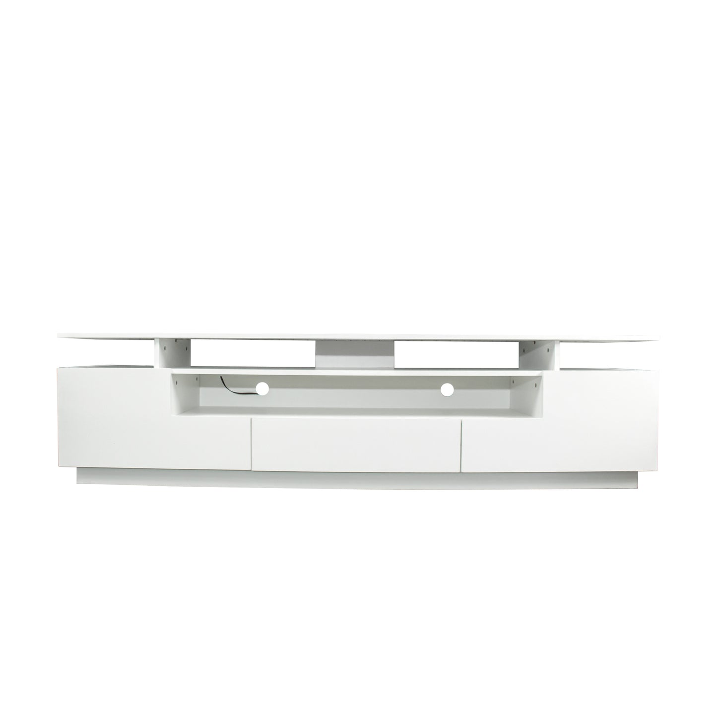 Flat Modern LED TV Stand w/Remote Control Lights - White