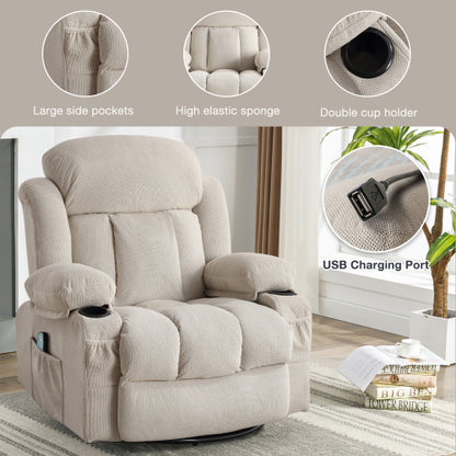 Vanbow Recliner Chair Massage Heating with USB - Beige