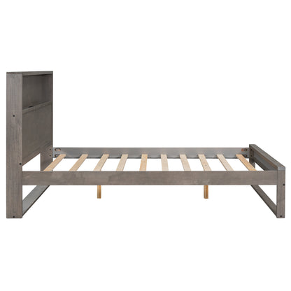 Mora Full Size Platform Bed Frame with Storage - Gray