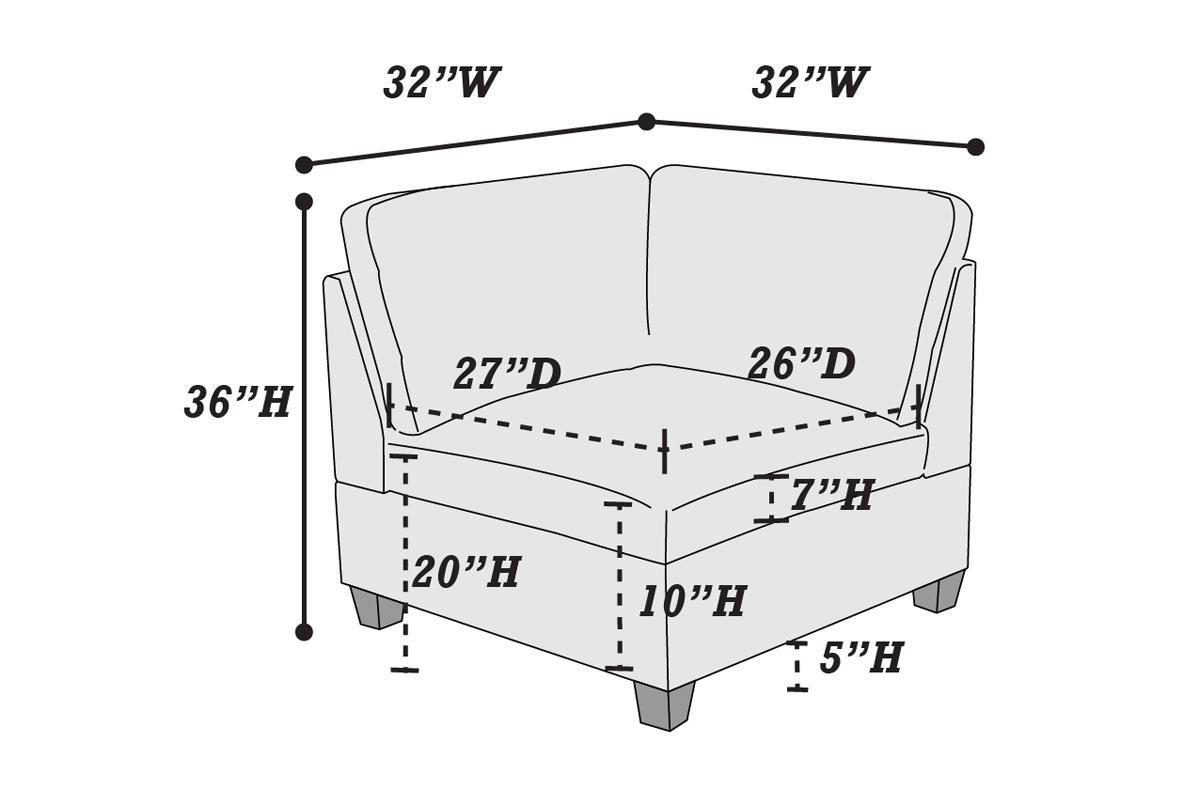 Ama Modular Sectional 6pc Set 3x Corner Wedge 2x Armless Chairs and 1x Ottoman - Gray