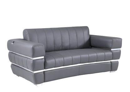 Meza Top Grain Italian Leather  Loveseat - Dark Gray