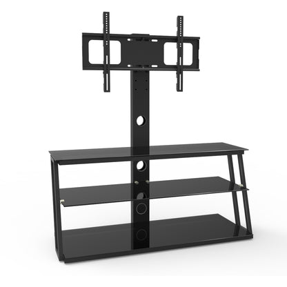 Echo Angle And Height Adjustable Tempered Glass TV Stand - Black